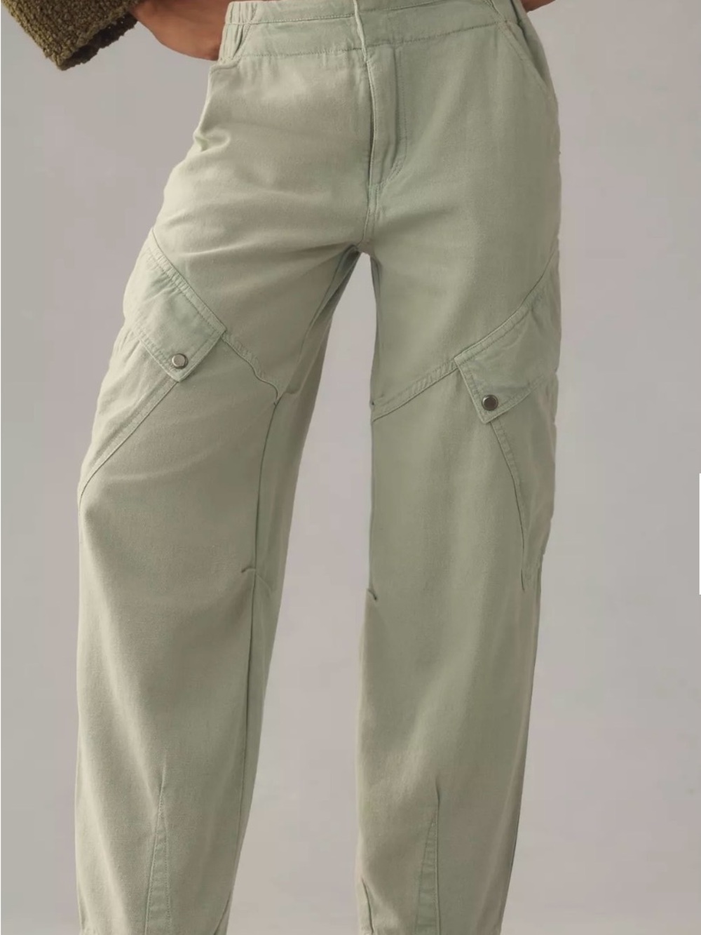 Anthropologie Light Sage Utility Cargo Trousers